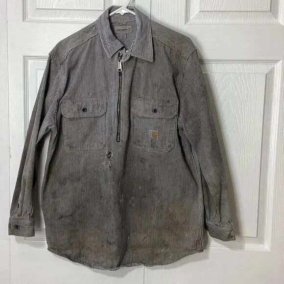 Carhartt Other - Carhartt Roached Pullover Striped Blue and White Work Shirt